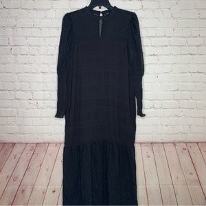 Hold!!! Zara Womens Black High Neck Dotted Long Maxi Dress Size S